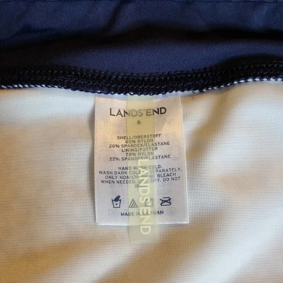 Lands End 2 Piece Tankini Blue and White Floral Size 8 - Picture 7 of 15